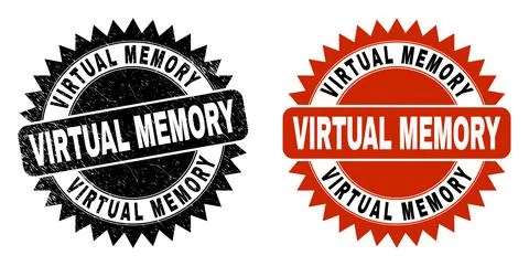 VIRTUAL MEMORY Black Rosette Watermark with Corroded Surface Stock Illustration