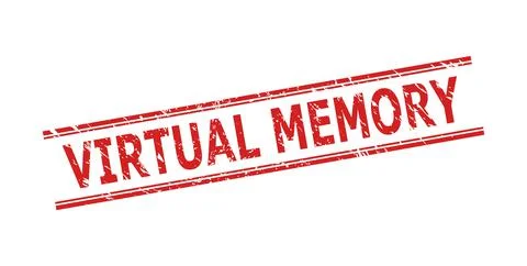 VIRTUAL MEMORY Stamp Seal with Rubber Style and Double Parallel Lines Stock Illustration