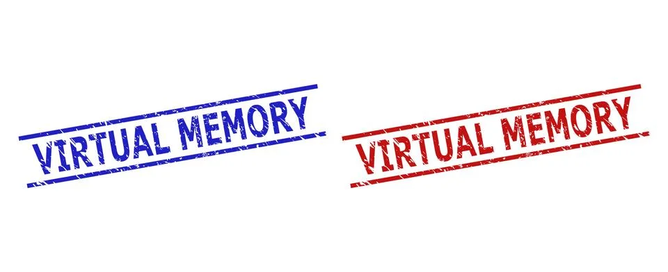 VIRTUAL MEMORY Stamp Seals with Unclean Texture and Parallel Lines Stock Illustration