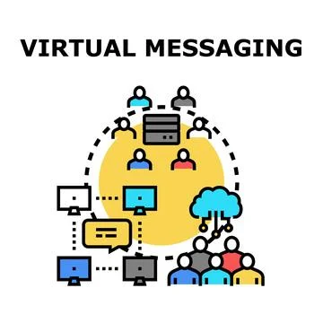 Virtual messaging network connecting users communicating online Stock Illustration