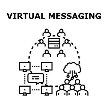 Virtual messaging network connecting users communicating online Stock Illustration
