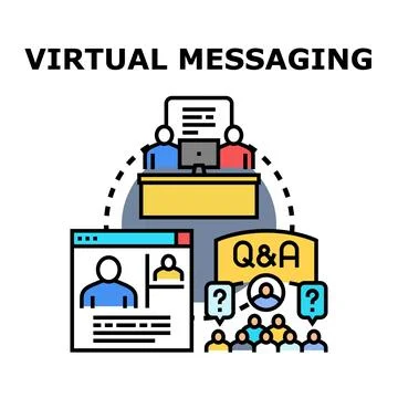 Virtual messaging for online communication and q and a sessions Illustrazione stock