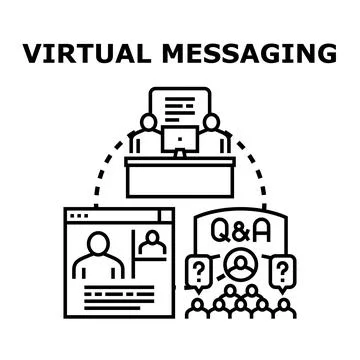 Virtual messaging for online communication and q and a sessions Illustrazione stock