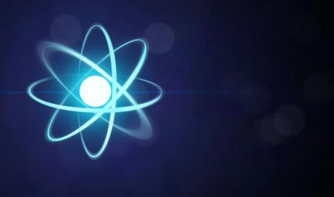 Virtual model of atom on dark background. Illustration Stock Illustration