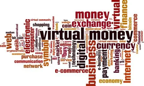 Virtual money word cloud Stock Illustration