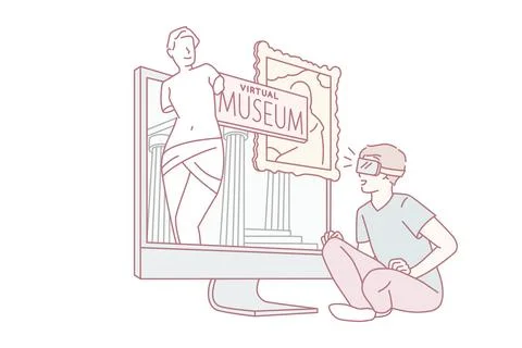 Virtual museum and technologies concept. Stock Illustration