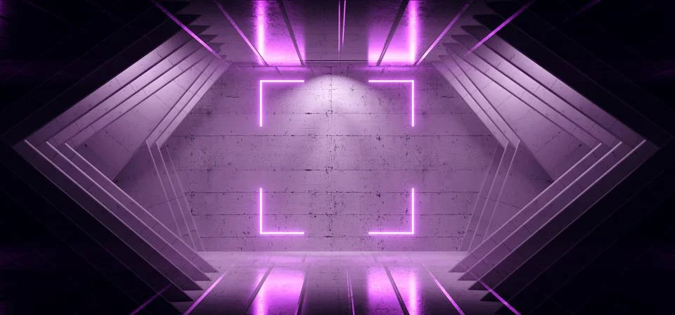 Virtual Neon Laser Sci Fi Futuristic Electric Showroom Angular TUnnel Corrido Ilustração Stock