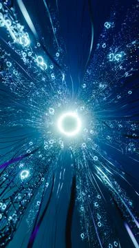 Virtual network with glowing center. 3d render Illustrazione stock