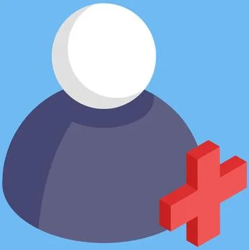 Virtual network symbol for internet user account. Add new online friend in Stock Illustration