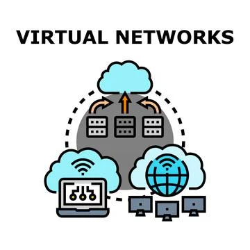 Virtual networks establishing global cloud computing connectivity Stock Illustration