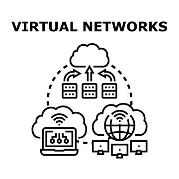 Virtual networks establishing global cloud computing connectivity Stock Illustration