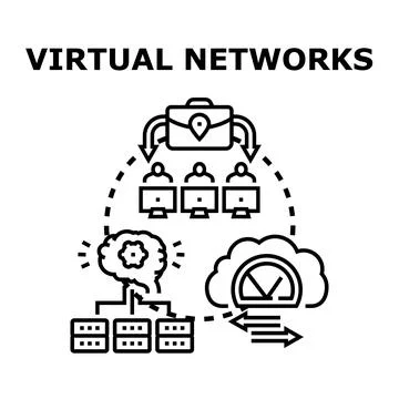Virtual networks system implementing distributed computing connection Stock Illustration