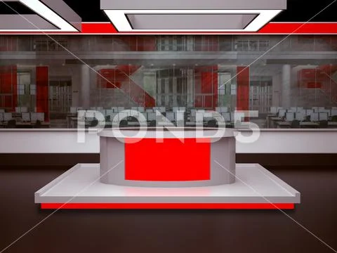 Virtual News Studio-04 Green Screen Background PSD PSD-Vorlage