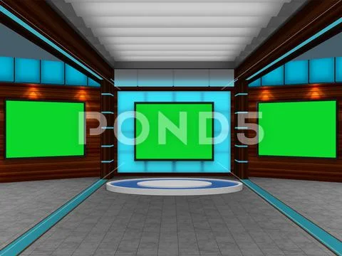 Virtual News Studio-08 Green Screen Background PSD PSD-Vorlage