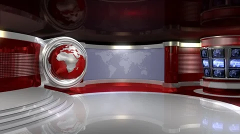 Virtual News Studio 3 with Globe Animation Stock Footage 2516037