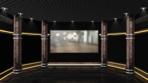 Virtual News Studio Background with Screen and Marble Columns Stock-Footage 348298525
