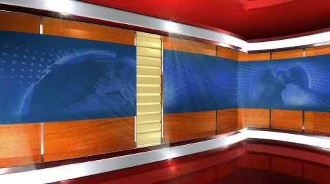 Virtual News Studio with Globe Animation Stock Footage 874073