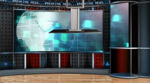 Virtual News Studio Green Screen Background Stock Footage 34343038