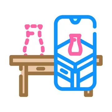 Virtual object overlay augmented reality color icon vector illustration 스톡 일러스트