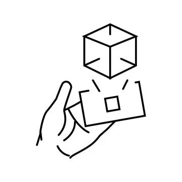 Virtual object overlay augmented reality line icon vector illustration 스톡 일러스트