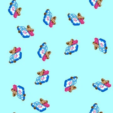 Virtual object overlay augmented reality isometric icon seamless pattern Illustrazione stock