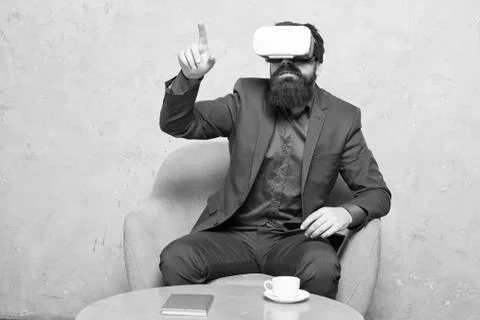 Virtual office and work space. Business implement modern technology. Businessman Stock Photos