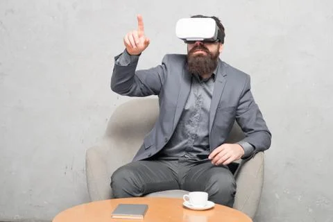 Virtual office and work space. Business implement modern technology. Businessman Stock Photos