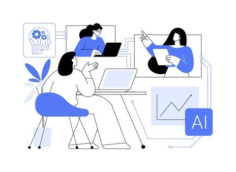 Virtual Office Spaces with AR Integration abstract concept vector illustration. Stock Illustration