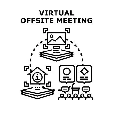 Virtual offsite meeting connecting remote team collaboration Stock Illustration