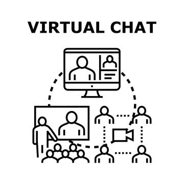 Virtual online chat communication concept illustration Stock Illustration