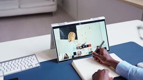 Virtual Online Training Program With Coach Stock Footage 220894681