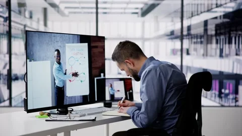 Virtual Online Training Program With Coach Stock Footage 261156183