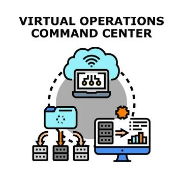 Virtual operations command center managing cloud processing Stock Illustration