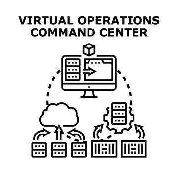 Virtual operations command center managing cloud server infrastructure Stock Illustration