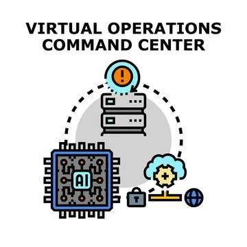 Virtual operations command center managing digital infrastructure Illustrazione stock