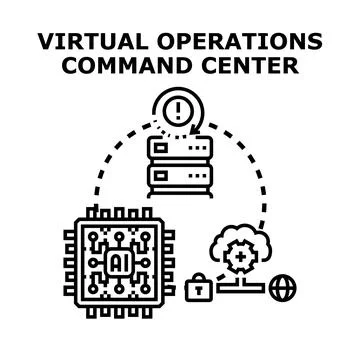 Virtual operations command center managing digital infrastructure Illustrazione stock