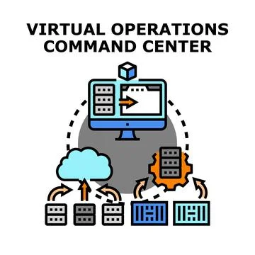 Virtual operations command center managing cloud server infrastructure Stock Illustration