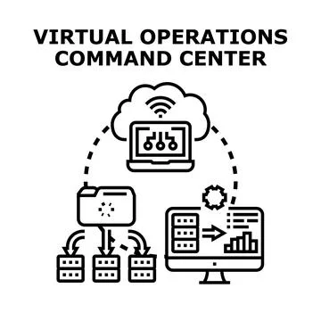 Virtual operations command center managing cloud processing Stock Illustration