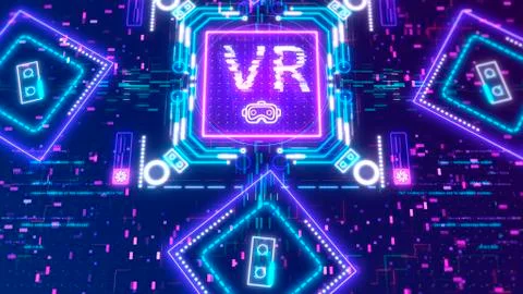 Virtual or augmented reality concept background. Futuristic interface 3d 스톡 일러스트