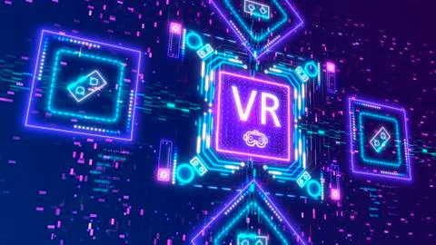 Virtual or augmented reality concept background. Futuristic interface 3d 스톡 일러스트