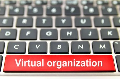 Virtual organization word on computer space bar Illustrazione stock