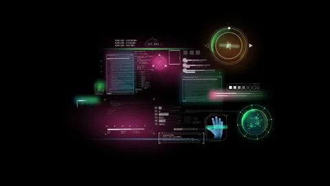 The virtual panel of the future with infographic data array. Stock Footage 252950234