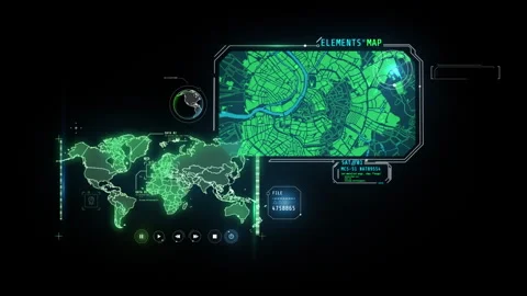 Virtual panel of geolocation programs with maps. 库存影片 249823847