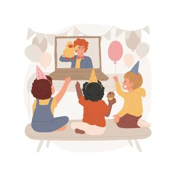 Virtual party isolated cartoon vector illustration Ilustración de archivo