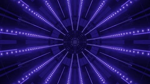 Virtual passage with blue lights 3d illustration background Stock Illustration