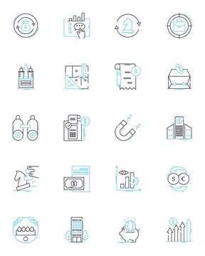 Virtual payment linear icons set. E-wallet, Contactless, Mobile, Digital, Secure Stock-Illustration