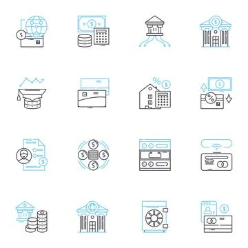 Virtual payment linear icons set. Digital, Online, Electronic, Secure Stock Illustration