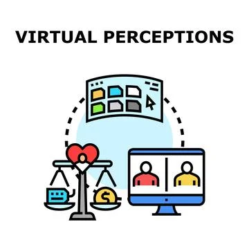 Virtual perceptions concept balancing online interaction values 库存插图