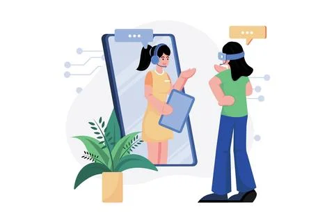 Virtual Personal Assistant Illustration concept. A flat illustration isolat.. Ilustração Stock