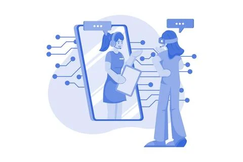 Virtual Personal Assistant Illustration concept on white background Stock Illustration